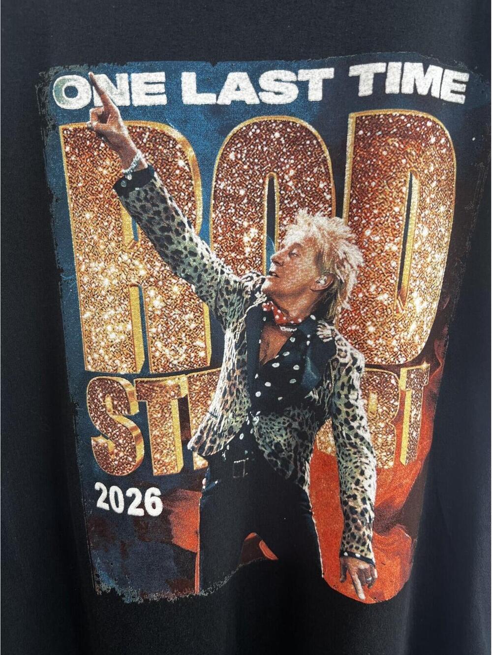 Rod Stewart One Last Time 2026 Tour Concert T Shirt Large Black Gildan w/Dates